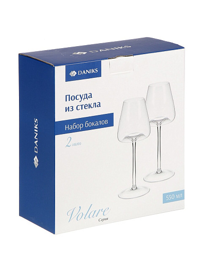 Бокал для вина, 550 мл, стекло, 2 шт, Daniks, Volare
