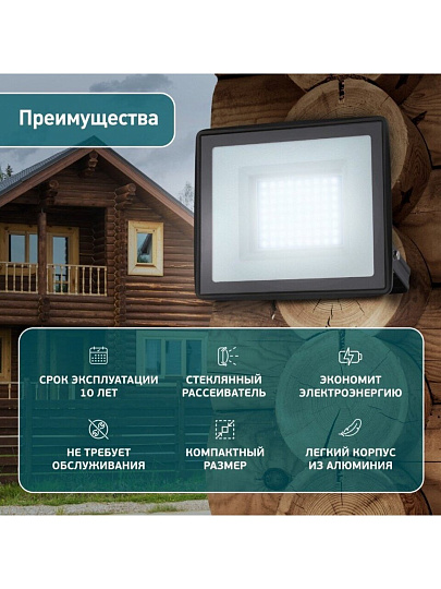 Прожектор светодиодный, Эра, LPR-023-0-65K-100, 100 Вт, 6500 К, IP65, 8000 Лм, Б0052026