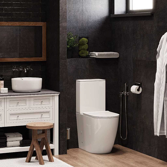 Унитаз-компакт Cerutti, Bella, горизонтальный выпуск, дюропластовое сиденье, 2 режима, мультилифт