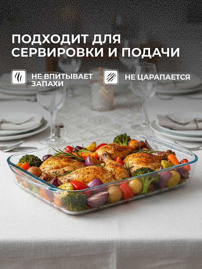 Форма для запекания стекло, 28х40х6 см, 3.7 л, прямоугольная, Pyrex, Smart cooking, 239B000/5046