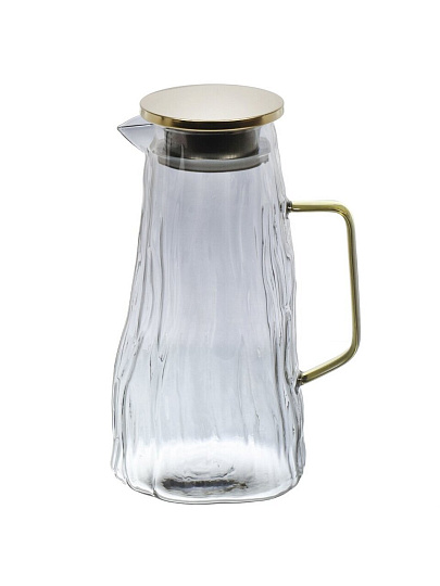 Кувшин стекло, 1.8 л, с крышкой, Мэджик, B050175, графит с золотом