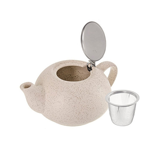 Чайник заварочный керамика, 0.75 л, с ситечком, Loraine, 26596, бежевый