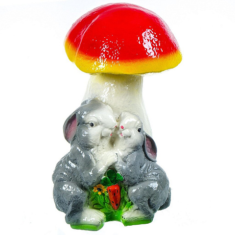 Фигурка садовая Зайцы под грибом, 44 см, гипс, Л38