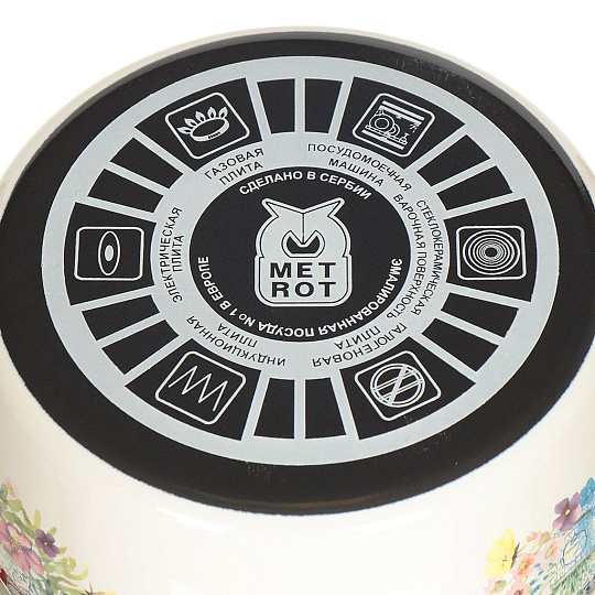 Кастрюля эмалированная сталь, 3 л, крышка сталь, Metrot, Золотой Петушок, 170585, красная, индукция