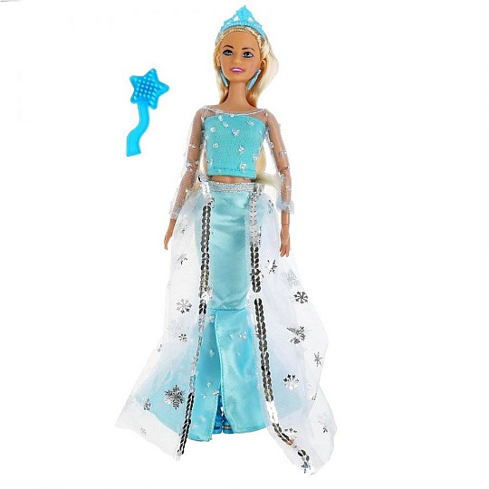 Кукла Карапуз, София снежная принцесса, 29 см, в голубом платье, расческа в комплекте, пластмасса, 66001P-F1-S-BB
