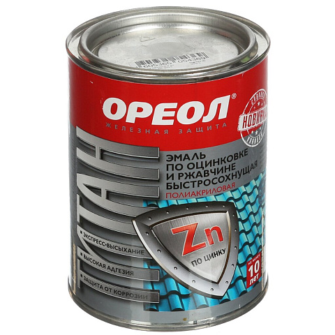 Эмаль полиакриловая Ореол Титан по оцинковке и ржавчине коричневая, 0.9 кг