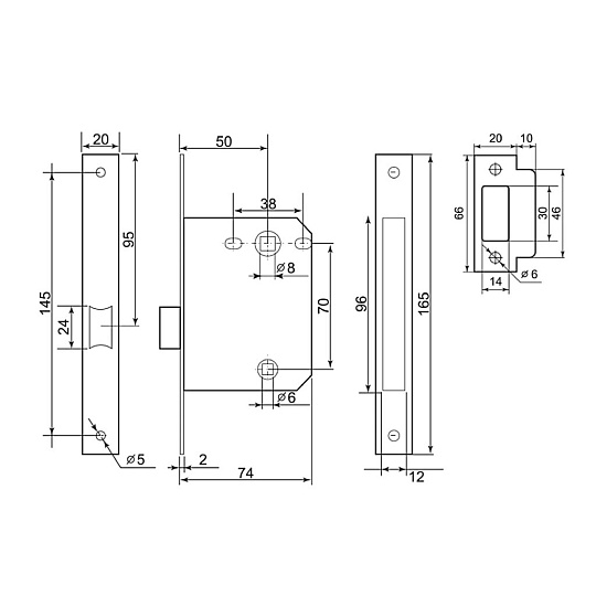 Комплект для двери Фабрика Замков, 22L 170 BK SN, 113454, ручка в комплекте, матовый никель