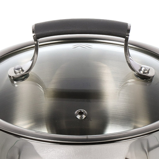 Кастрюля нержавеющая сталь, 3.6 л, крышка стекло, круглая, Vensal, Nouve Accord, VS1517, индукция