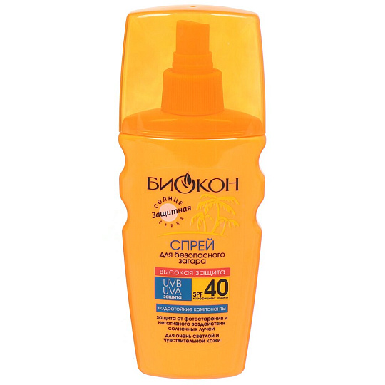 Спрей для безопасного загара, Биокон, Высокая защита, SPF 40, 160 мл, 100004
