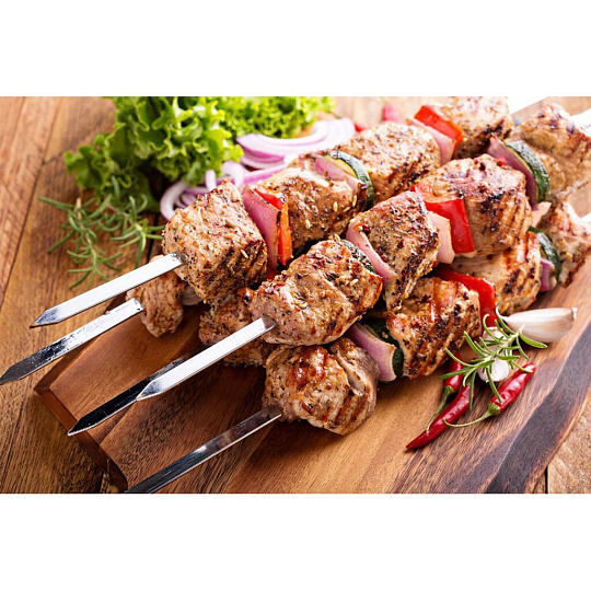 Набор шампуров лезвие плоское, 6 шт, 635х12х1.5 мм, никелированная сталь, рукоятка сталь, Forester, RZ-600SB