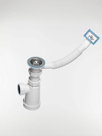 Сифон для мойки, 650 мм, 1 1/2", с переливом, 40 мм, Инкопласт, BS2200