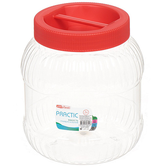 Банка для сыпучих продуктов, пластик, 1 л, 12.5 см, с крышкой, Эльфпласт, 450, в ассортименте