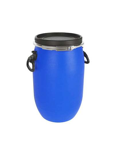 Бочка пластик, пищевая, 30 л, круглая, съемная крышка с металлическим хомутом, цветная, ЗТИ