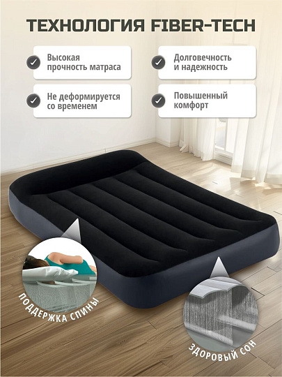 Матрас надувной Intex, 191х99х25 см, 64146ND, насос встроенный, электрический, флокированный, 136 кг