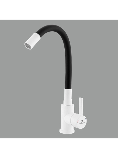 Смеситель для раковины, Gota Rocio, Black&White, гибкий излив, с картриджем, белый, 016097-GOTA