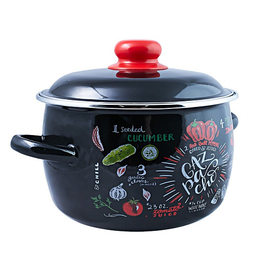 Кастрюля эмалированная сталь, 5.5 л, крышка сталь, сферический, Appetite, Gazpacho, 1RC221M, индукция