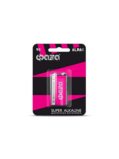 Батарейка ФАZА, 9V (6LR61), Super Alkaline, щелочная, блистер, 2858412