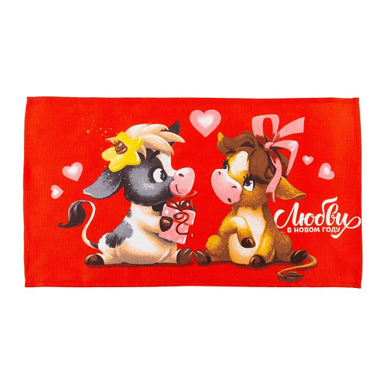 Полотенце кухонное вафельное, 35х60 см, 160 г/м2, 100% хлопок, Доляна, Любви в Новом Году, Россия, 5059197
