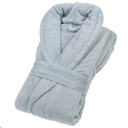 Халат женский, махровый, 100% полиэстер, голубой, L, 125х58х57 см, A160004