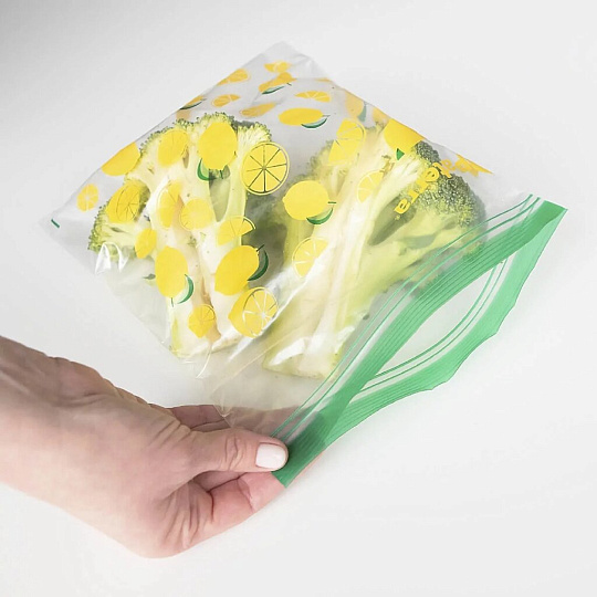 Пакеты универсальные, 50 шт, 20.5х20.5 см, с двойным замком, 24х26.5 см, Paterra, Лимон/ананас, 109-208