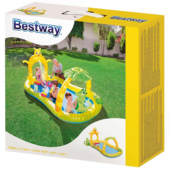 Игровой центр-бассейн Bestway, 280х170х137.5 см, Джунгли, 53030, 346 л, шарики, надувные кольца, игрушки, от 2 лет