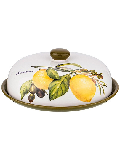 Блюдо керамика, для блинов, круглое, 10х23 см, с крышкой, Лемон три, Agness, 358-1599