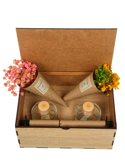 Аромадиффузор Primaroma, 50 мл, 656 г, Flore Весенний сад, Апельсин, Ананас, Зелень, 2 в 1, деревянный футляр, AR9IF222