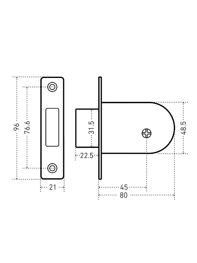 Замок врезной Аллюр, 90, 1238, без ручки, цилиндровый, крест ключ, золото