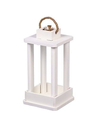 Кашпо 16х16х30 см, дерево, белое, Фонарь, 6476