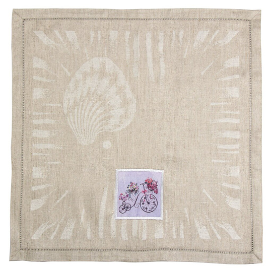 Полотенце кухонное махровое, 42х42 см, 180 г/м2, 50% лен, 50% хлопок, Dinosti, Корзина цветов, Россия