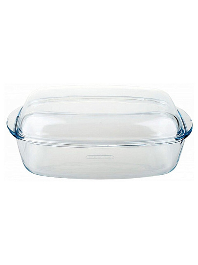 Кастрюля стекло, 22х37.5х11 см, 6.5 л, прямоугольная, с крышкой, Pyrex, 466AA