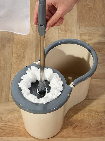Набор для уборки ведро с отжимом, швабра МОП, бежевый, Verde, Spin Mop, 37995