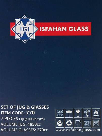 Набор для сока стекло, 7 предметов, кувшин 1.85 л, стакан 6 шт, Marjan, 770
