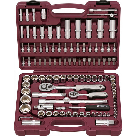 Набор слесарных инструментов Thorvik, UTS0108, 1/2", 1/4", сталь, кейс, 108 предметов