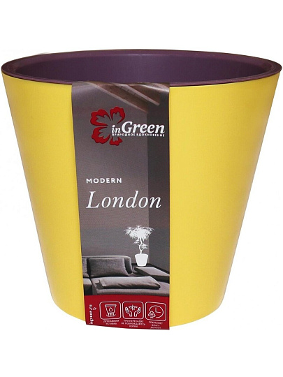 Горшок для цветов пластик, 1.6 л, 16х16 см, спелая груша/морозная слива, InGreen, London, ING6204СГ