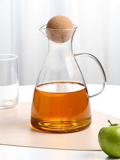 Кувшин боросиликатное стекло, 1.6 л, прозрач, крыш прбковая, Y4-11032