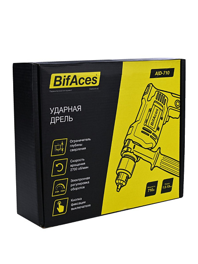 Дрель ударная, BifAces, AID-7100, ключевая, 13 мм, 710 Вт, с реверсом, 2 режима