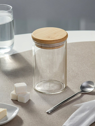 Банка для сыпучих продуктов, стекло, 0.3 л, 6.5х11 см, с крышкой, Daniks, Стиль, STY65105