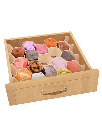 Разделитель для ящика, 36.3х6.7 см, 8 шт, бежевый, Valiant, Drawer Organizer Соты, ORG-8