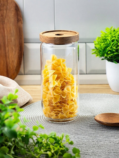 Банка для сыпучих продуктов, стекло, 0.95 л, с крышкой, Y4-6222