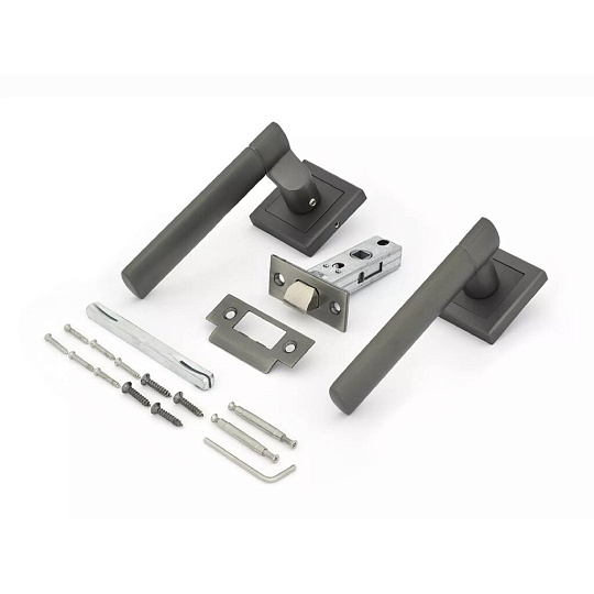 Комплект для двери Фабрика Замков, FZ SET 39L 100, 113467, ручка в комплекте, графит