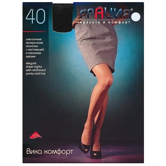 Колготки Грация, Вика комфорт, 40 DEN, р. 4, черные