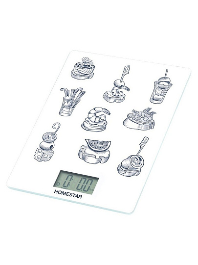 Весы кухонные стекло, Homestar, HS-3015А, платформа, 10 г, до 7 кг кг, LCD-дисплей, 110056