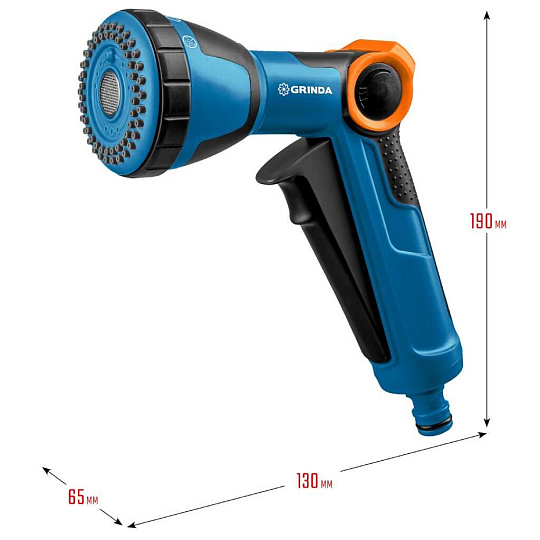 Пистолет поливочный 4 режима, пластик, двухкомпонентный, курок спереди, душевой, Grinda, PROLine X-S, 429165
