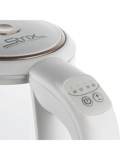 Чайник электрический Redmond, SkyKettle RK-G203S, Strix, белый, 2 л, смарт, 2200 Вт, скрытый нагревательный элемент, стекло