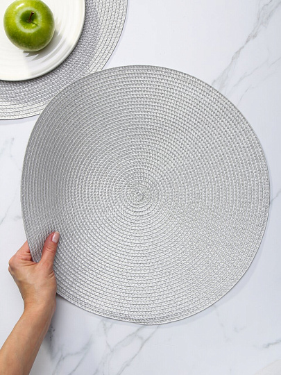 Набор салфеток полимер, 38х38 см, кругл, 4 шт, стальная, МП, Y6-2538