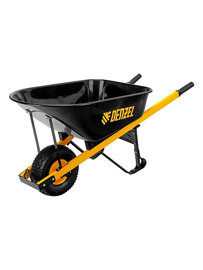 Тачка строительная одноколесная, 230 кг, 140 л, усиленная, 0.8 мм, втулка D16 мм, колесо 15х6.00-6, Denzel