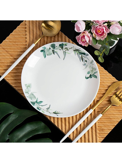 Тарелка десертная, стеклокерамика, 19 см, круглая, Эвкалипт, Daniks, LQP75/K2301