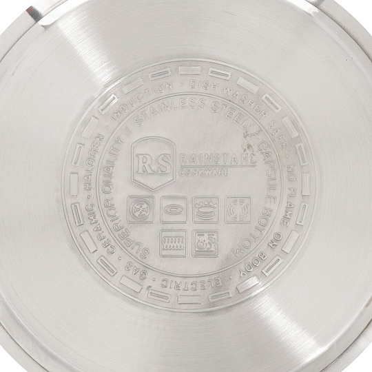Набор посуды нержавеющая сталь, 12 предметов, кастрюли 1.8, 2.7, 3.6, 6.1 л, сковорода 24 см, ковш 1.8 л, Rainstahl, RS/CWD 1230-12 MBR/BK