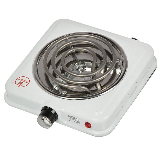 Плита электрическая Homestar, HS-1107, 1000 Вт, 1 конфорка, спираль, эмаль, механическая, переключатель поворотный, белая